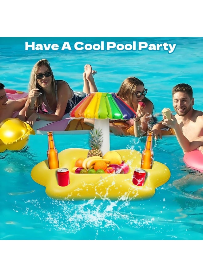 تابيت حامل مشروبات عائم قابل للنفخ لحمام السباحة، 4 فتحات، بار عائم، عوامات مشروبات، صينية طعام مائية للبالغين، شاطئ، حوض استحمام ساخن، حفلة سباحة، يحمل الفاكهة والمشروبات والوجبات الخفيفة، شجرة فطر - Image 5